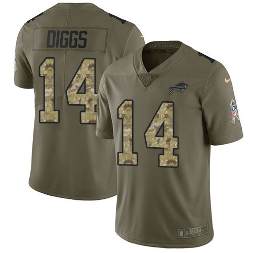 Nike Bills #14 Stefon Diggs Olive/Camo Youth Stitched NFL Limited 2017 Salute To Service Jersey